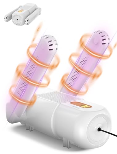 Aissom Secador de Zapatos, Secador de Botas con 120mins temporizadores,Secador Eléctrico de Calzado luz Violeta Diseño Plegable para Guantes, Zapatos, Calcetines