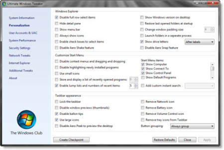 Ultimate Windows Tweaker v2, más opciones para Vista y Windows 7