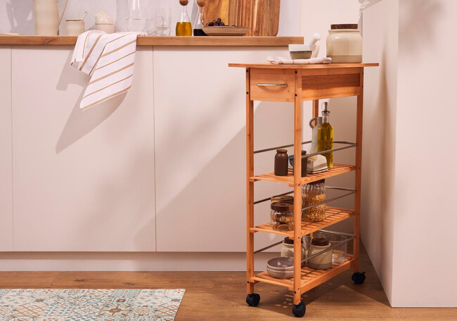 Carrito De Cocina Estrecho De Bambu