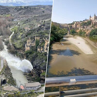 Hace un año, el Tajo marcó un caudal máximo histórico. Este verano se puede cruzar a pie en Toledo