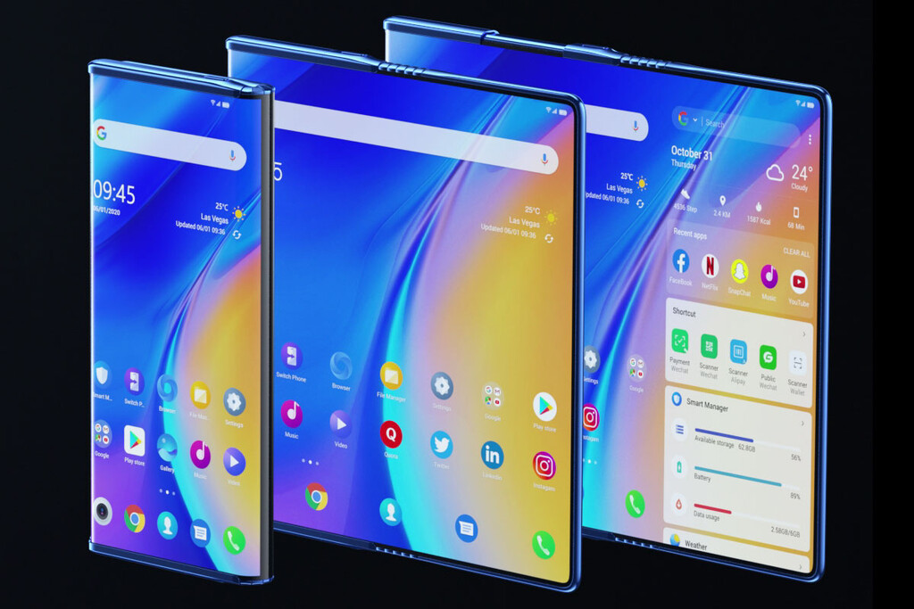 El TCL Fold 'n Roll con su pantalla plegable y enrollable es a la vez móvil, phablet y tablet