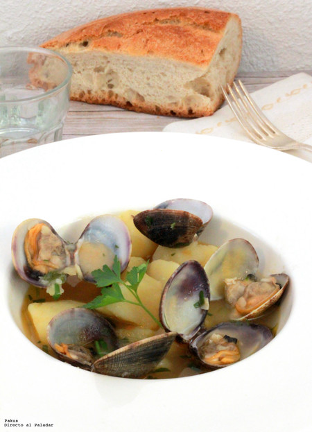 Almejas gallegas con cachelos. Receta de Cuaresma y Semana Santa