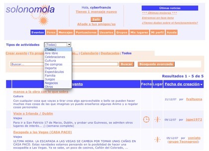 Solonomola, gestión de eventos tanto personales como para grupos de usuarios