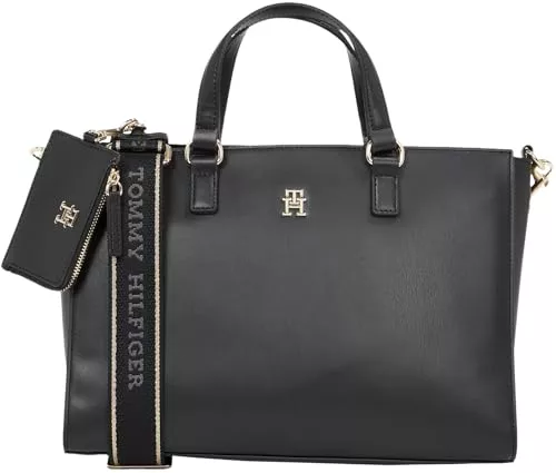 Tommy Hilfiger Bolso Satchel Mujer Joy con correa, Negro (Black), Talla Única
