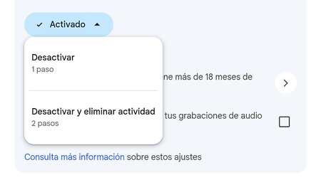 Ajuste para que Google no guarde la actividad de Gemini