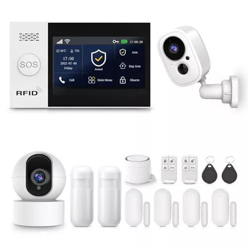 PGST Sistema de Alarma WiFi para Casa con Cámara de Vigilancia Interior