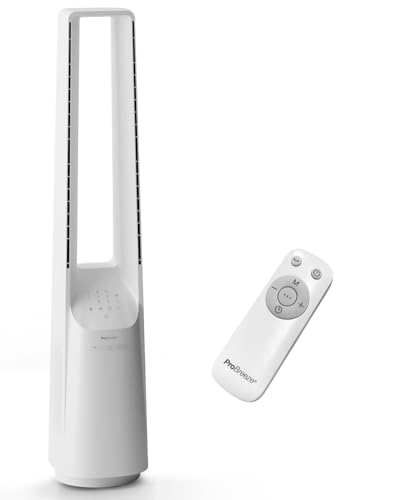 Pro Breeze Ventilador de torre silencioso sin aspas de 101 cm con 6 velocidades y mando a distancia – Oscilación 60º, 5 modos, temporizador – Ventilador grande y portátil para el hogar y la oficina
