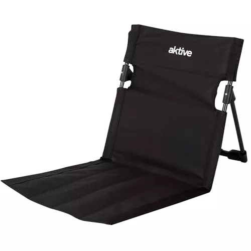 AKTIVE Silla Plegable de Suelo Negra con Respaldo Ajustable y Funda de Transporte
