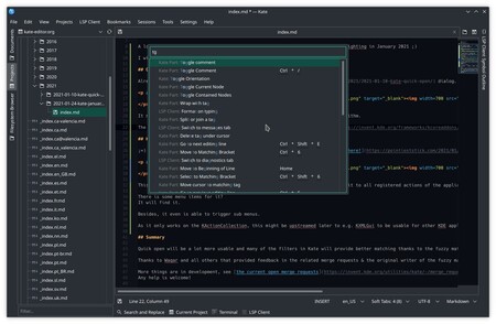 KDE apuesta por la nueva versión de su editor de texto Kate para plantar cara a Visual Studio Code como herramienta de desarrollo