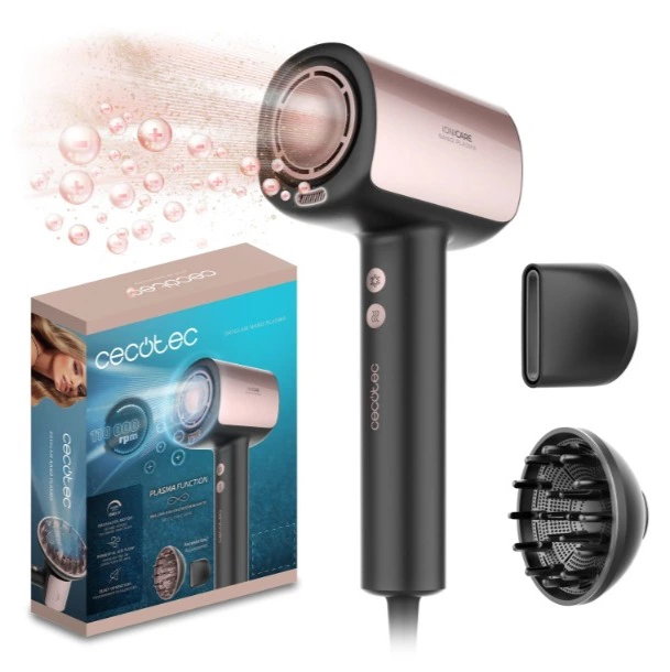 Secador - Cecotec DryGlam Nano Plasma, 1600W, Concentrador, Difusor, 110.000 RPM