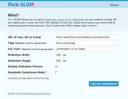 Flickrslidr, para incrustar presentaciones de Flickr
