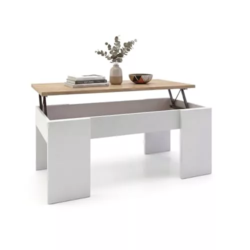 duehome | Mesa de Centro Elevable 100 cm (Largo) x 50 cm (Ancho) x 45-56 cm (Alto)