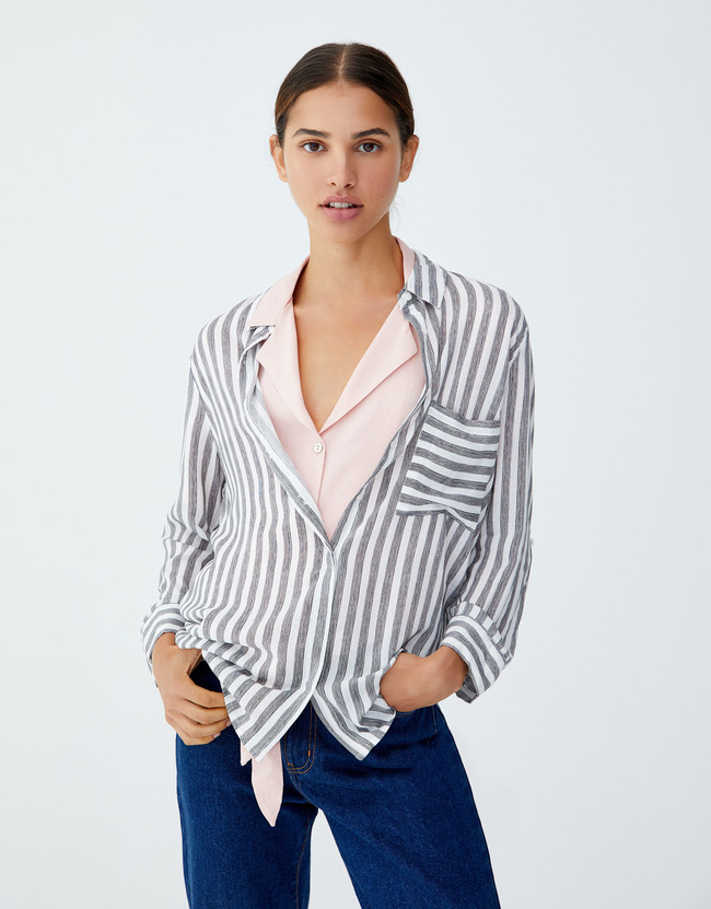 Camisa Basica De Rayas Pullandbear