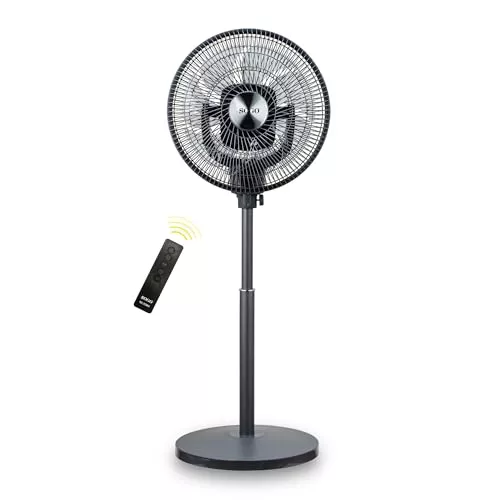 SOGO Ventilador de Pie 40 cm 65W Oscilación 360° - Alta Potencia con 3 Velocidades, Altura Regulable, Cabezal Multidireccional y Base Estable - Color Negro