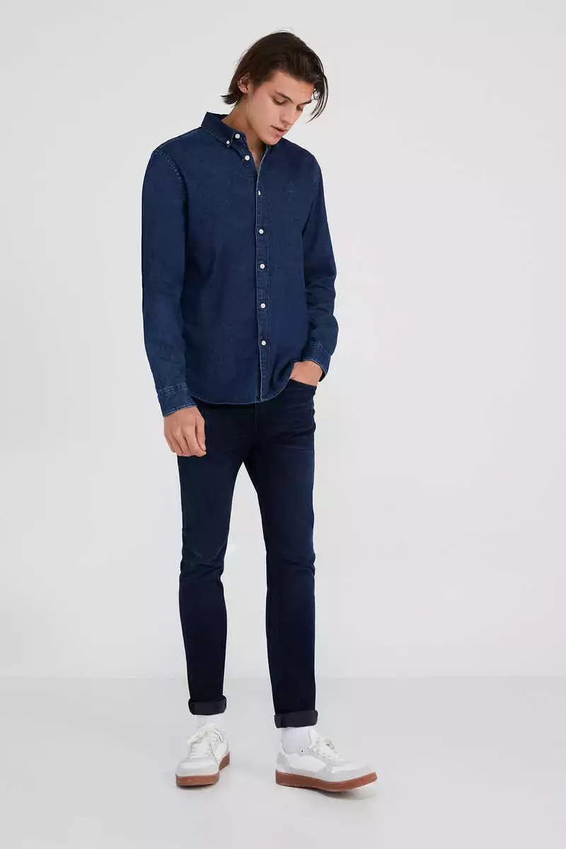 Jeans skinny azul oscuro lavado