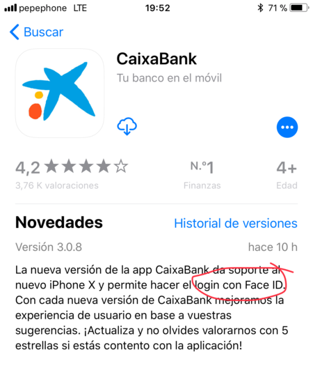 CaixaBank ya es compatible con FaceID días antes del lanzamiento del iPhone X