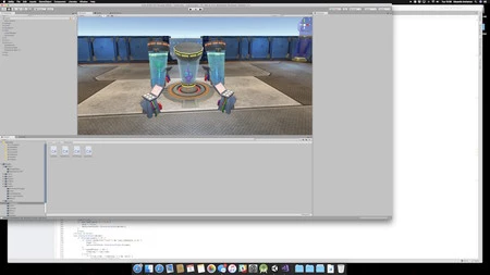 iMac Pro 5K では、「Scary Humans」ゲーム レベルでエディターで Unity を実行しています。