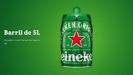 El barril de cerveza más vendido de Amazon es de Heineken, no necesita grifo y te lo envían gratis a casa en packs de 10 litros