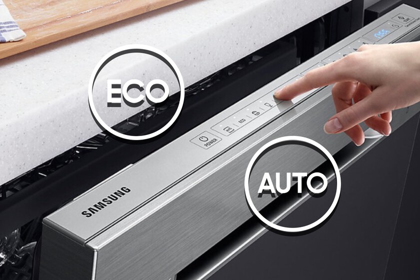 ;odo ECO y AUTO en un lavavajillas Samsung