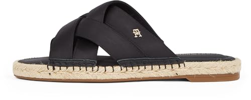 Tommy Hilfiger Alpargatas Mujer Satin Mule Sandalias, Negro (Black), 38