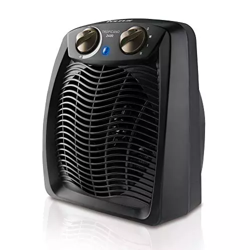 Taurus Tropicano 2400 Calefactor, termoventilador, 2 potencias de calor + ventilador, 2400W, asa de transporte, termostato ajustable, silencioso, diseño negro