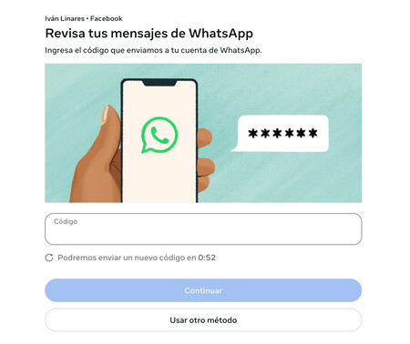 Confirmación por doble factor en el acceso a Facebook desde la web