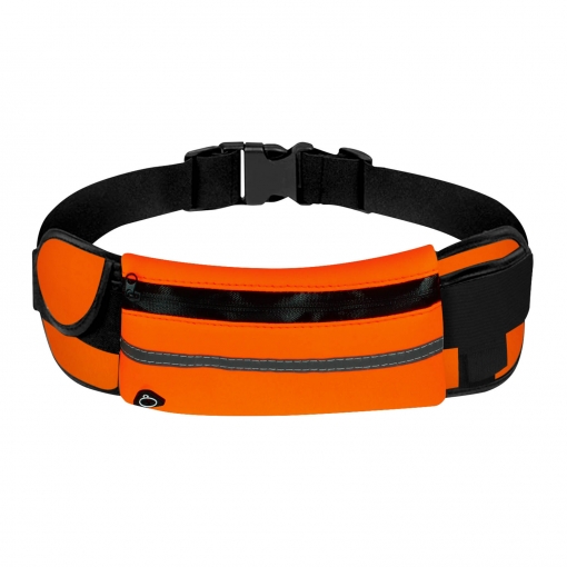 Riñonera De Deporte Ajustable Cierre De Hebilla Cinta Reflectante Naranja