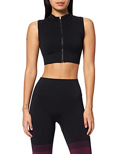 AURIQUE Sujetador Deportivo sin Costuras Impacto Medio Mujer, Negro, 38