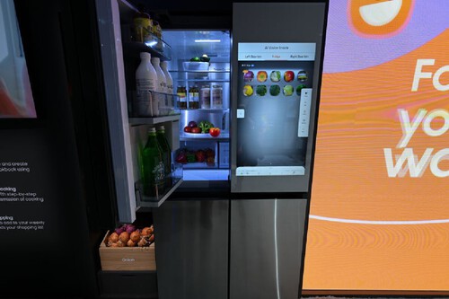 Geladeira da Samsung modelo Family Hub . Crédito: Anadolu/GettyImages