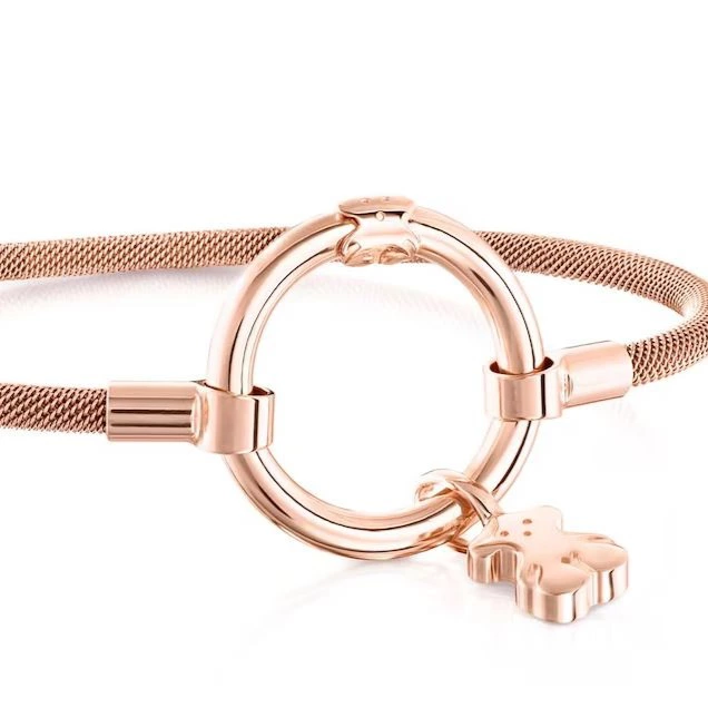 Pulsera Hold bañada en oro de 18 kt sobre plata rosa y acero IP rosa
