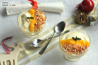 Crema de mascarpone y mango. Postre de Navidad para embarazadas 