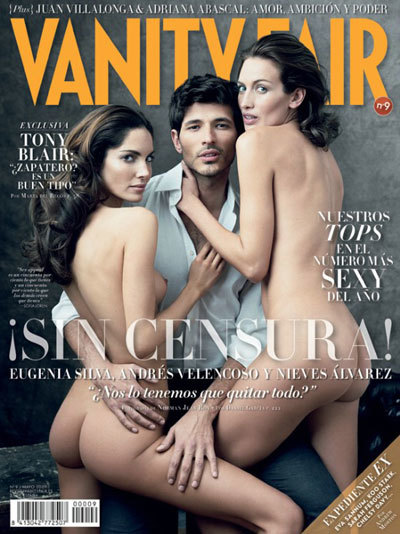 Andrés Velencoso con Eugenia Silva y Nieves Álvarez, sin censura, en Vanity Fair