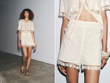 Conjunto Zara Crochet Y Bordados