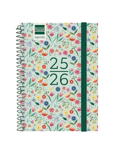 Finocam - Agenda Secundaria Curso 2025 2026 Semana Vista Horizontal Septiembre 2025 - Junio 2026 (curso lectivo) + Julio y Agosto resumidos Fiori Español