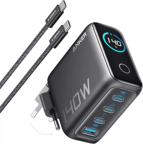 Anker Cargador Carga Rapida USB C 140W con 4 Puertos GAN