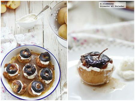 Manzanas asadas con nata y coñac. Receta