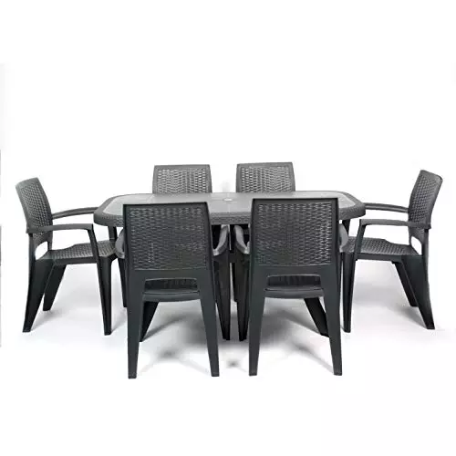 CREVICOSTA QUALITY MARK - Conjunto Mesa Caribe Rectangular + 6 sillas Caribe de Resina