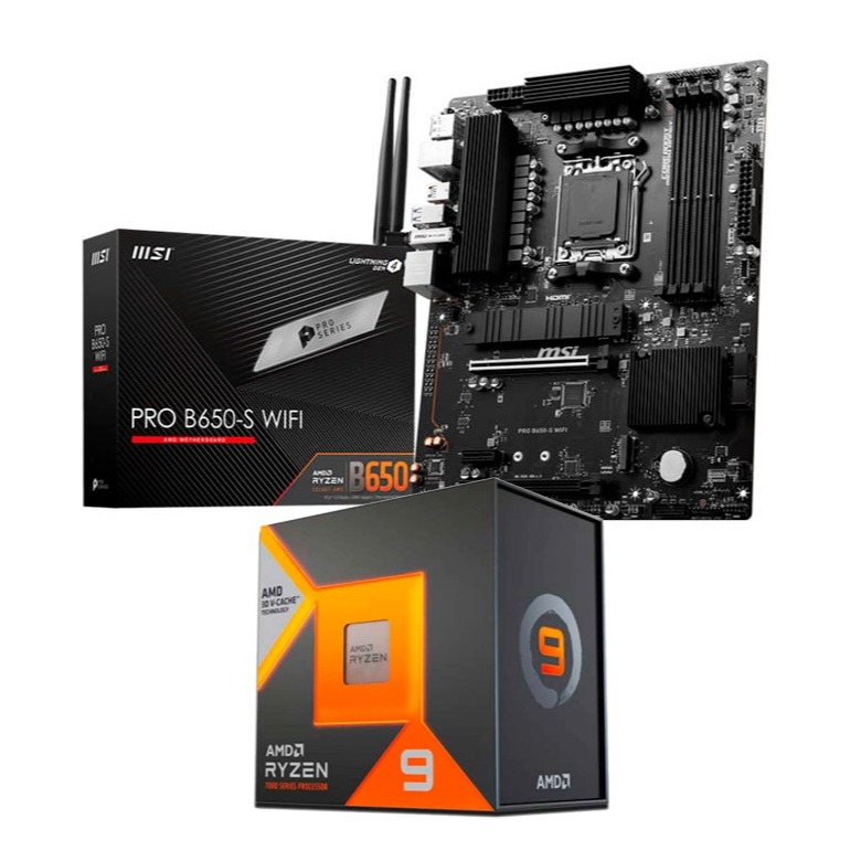 Pack AMD Ryzen 9 7900X3D 5.6GHz Boxed + MSI PRO B650-S WIFI