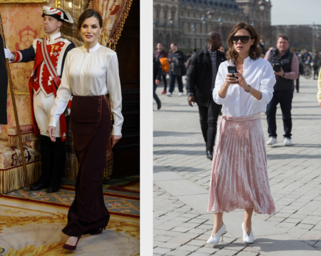Looks de invitada con camisa blanca