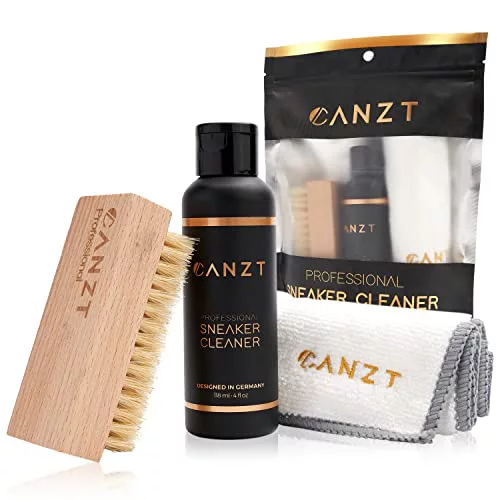 Canzt Kit Limpieza Zapatos para Piel, Ante, Nubuck y Textil, Incluye Cepillo y Paño de Microfibra