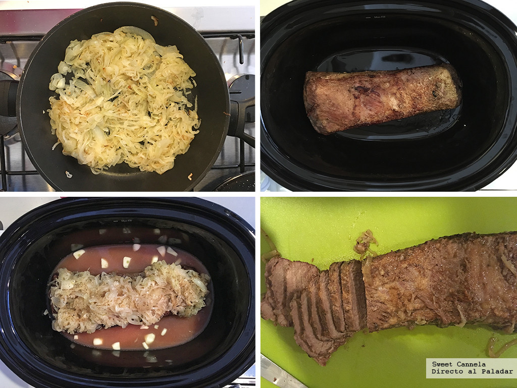Brisket con cebolla en máquina de cocción lenta