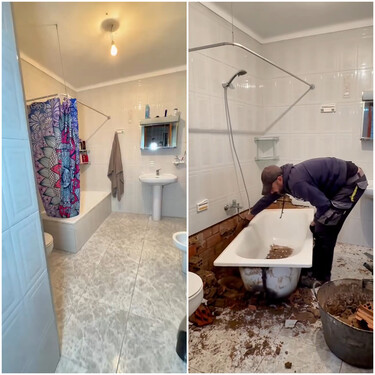 Una pareja compra una casa y la reforman ellos mismos: "Nos hemos comprado la casa más barata de España y así hemos reformado el cuarto de baño nosotros solos, sin ser profesionales" 