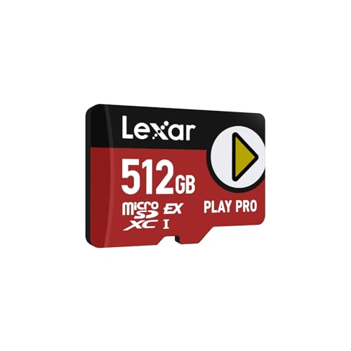 Lexar Play Pro Tarjeta Micro SD Express 512GB, hasta 900MB/s Lectura, 600MB/s Escritura, optimizado para Gaming, Alta Velocidad para Consolas portátiles, Switch, Dispositivos de Juego portátiles