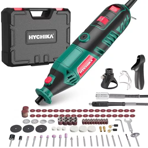 HYCHIKA 170W Herramienta Rotativa, Kit de Herramienta Rotativa de Velocidad Variable con Eje Flexible, 173pcs Kit de Accesorios y Multiherramienta de 8000-35000RPM, Perfecta para Lijar en Detalle