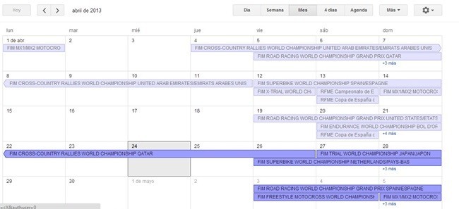 Calendario de competiciones