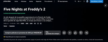 Five Nights Freddys Dos Streaming Mexico
