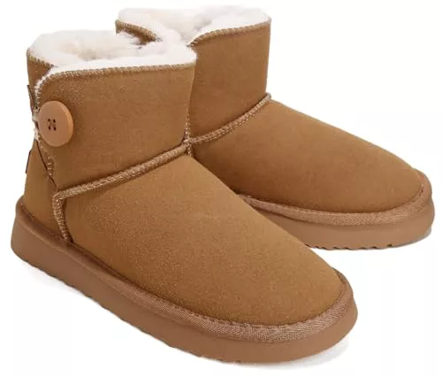 Jifenkla Botas de Invierno Mujer Boots, Cálido Pelo Forradas Botas de Nieve, Impermeable Antideslizante Botines de Senderismo, Lígeras Cómodas Casuales Trekking Zapatos