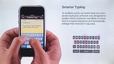 iPhone のキーボードは、入力している単語に応じてキーのサイズを動的に変更し、エラー率を減らします。