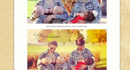 Polémica por las fotografías de dos militares amamantando a sus bebés