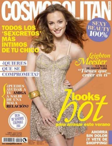Leigthon Messter guapísima como siempre para Cosmopolitan España, Julio 2010